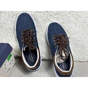 St Johns Bay Shoes Mens Size 7.5 Navy Denim Bryce Casual Sneakers Lace Up